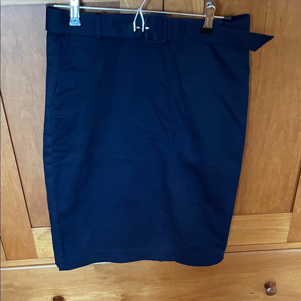 J. Crew Navy Belted Pencil Skirt